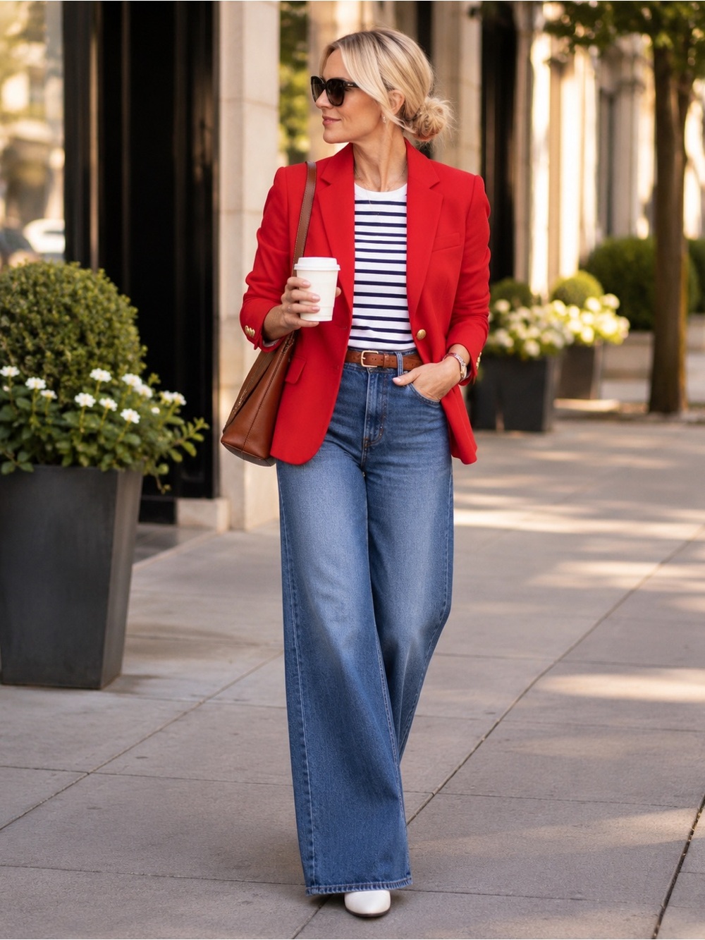J. Crew Red Blazer Wool Blend Gold Button Tailored Jacket